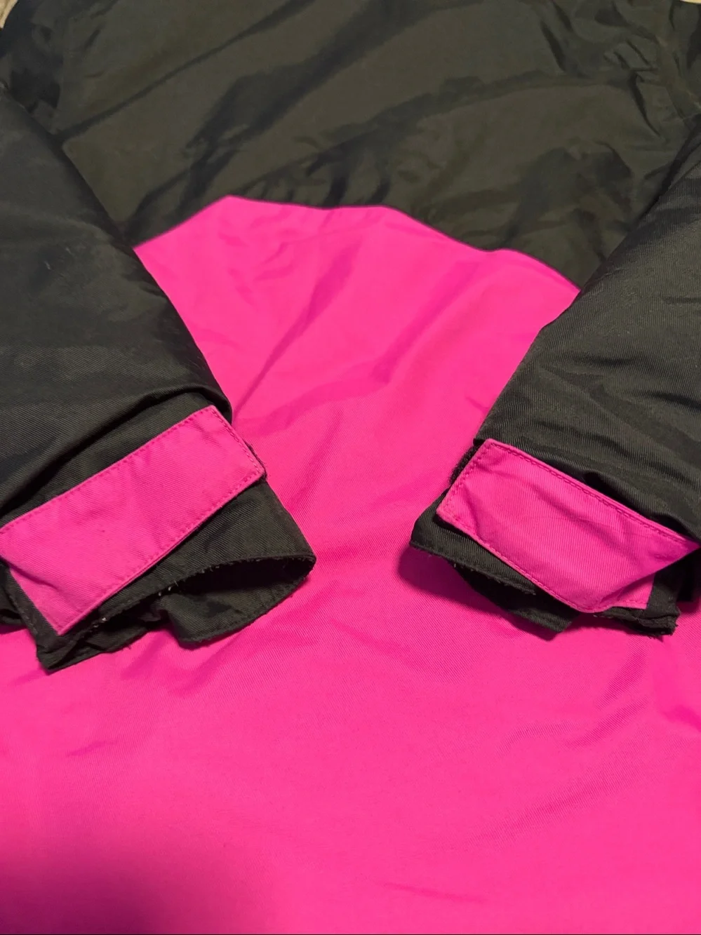 Columbia Girls' Black and Hot Pink Hooded Puffer Jacket